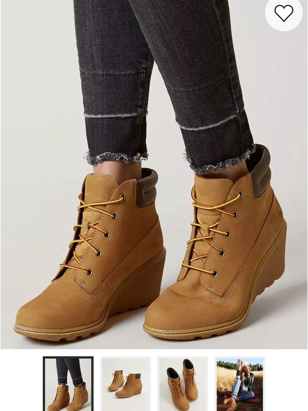 Timberland Amston Leather Wedge Boots in Wheat